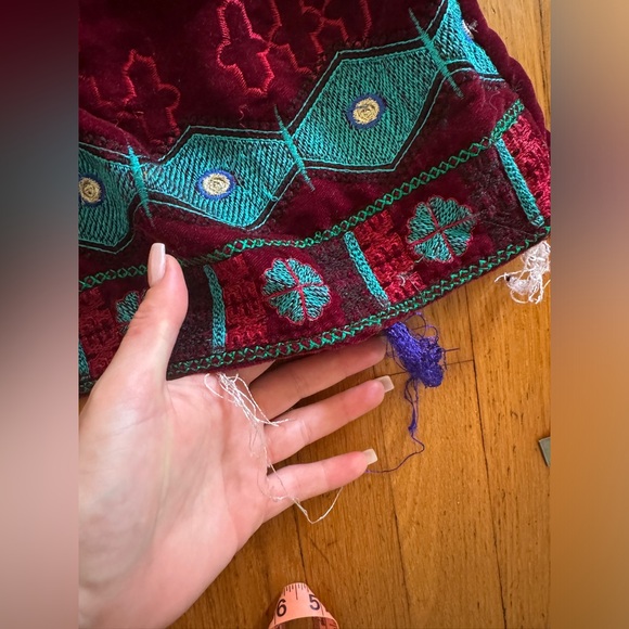 Vintage Red Velvet Ethnic Mini Dress - Picture 6 of 6